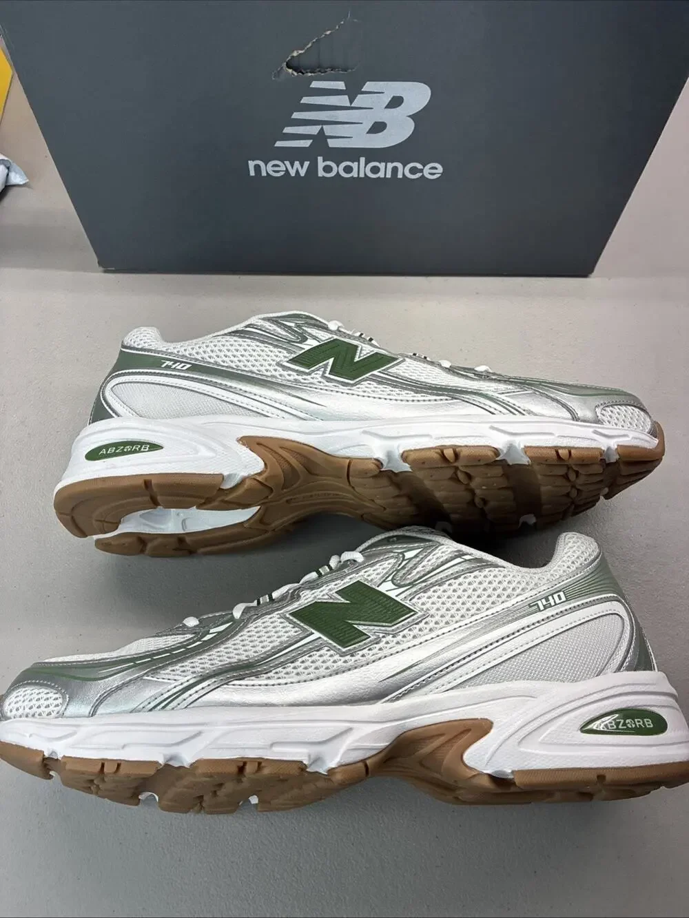 New Balance 740 Grey Green White Metallic Silver Men's Size 12 U740SF2 Sneakers